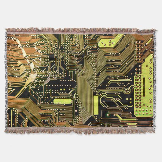 Golden Circuit Board Throw Blanket Deken (Voorkant)