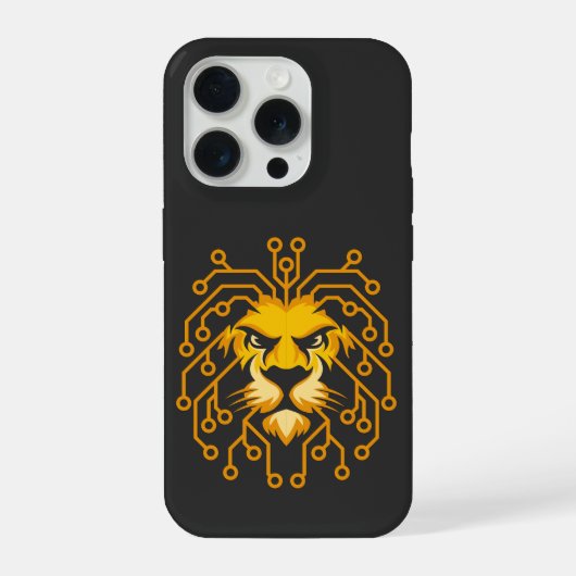 Golden Circuit Lion iPhone 15 Case (Verso)