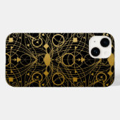 Golden Classy Lotus Line Art Black Case-Mate iPhone Case (Achterkant (horizontaal))