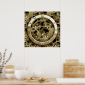 Golden Clocks en tandwielen Steampunk Mechanical G Poster (Keuken)