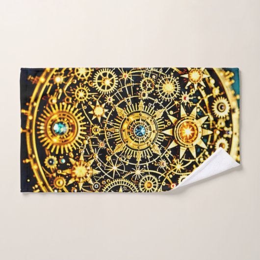 Golden Clockwork Celestial Art (Serviette à main)