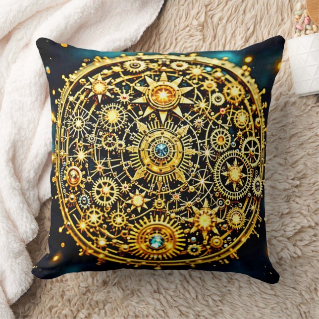 Golden Clockwork Celestial Art Kussen (Deken)