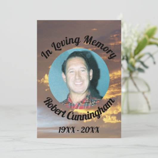 Golden Clouds Sunset Foto in Loving Memory Kaart (Staand voorkant)