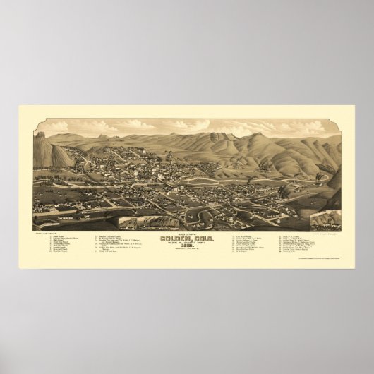Golden, CO Panorama - 1882 Poster (Voorkant)