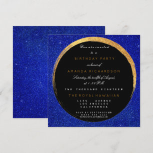 Golden Cobalt Glitter Geometric Vip Birthday Party Kaart