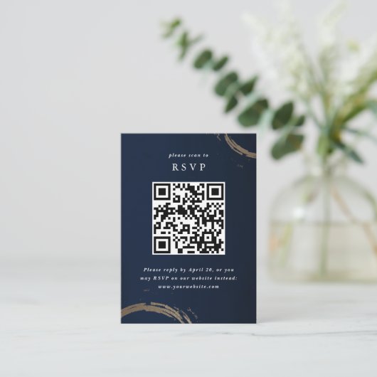 Golden cocktailringen RSVP met QR-code Informatiekaartje (Staand voorkant)