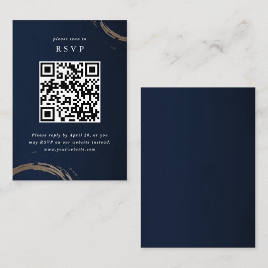 Golden cocktailringen RSVP met QR-code Informatiekaartje (Voorkant / Achterkant)