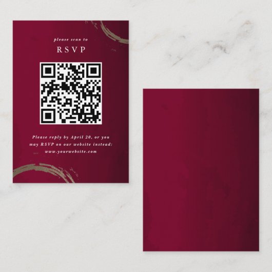 Golden cocktailringen RSVP met QR-code Informatiekaartje (Voorkant / Achterkant)
