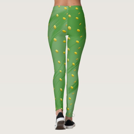 Golden Coins Green Pattern St. Patrick's Day Leggings (Achterkant)