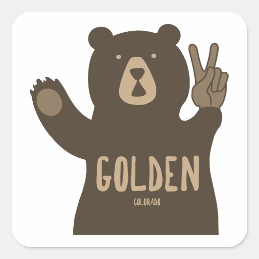Golden Colorado Peace Bear Vierkante Sticker (Voorkant)