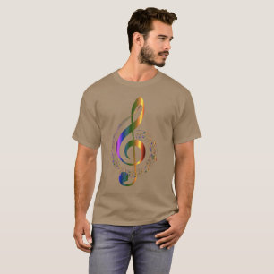 Golden Colorful Treble Clef Muzieknoten Swirl T-shirt