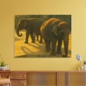 Golden Companions - Olifantentrio in warm licht Canvas Afdruk (Insitu (Woonkamer))