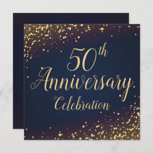 Golden Confetti 50e - Invitation Anniversaire