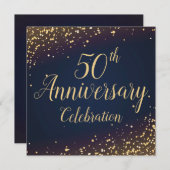 Golden Confetti 50th - Uitnodiging Jubileum (Voorkant / Achterkant)