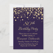 Golden confetti 80th Birthday Party Invitation (Devant)