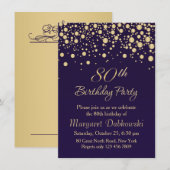 Golden confetti 80th Birthday Party Invitation (Devant / Derrière)