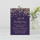 Golden confetti 80th Birthday Party Invitation (Debout devant)