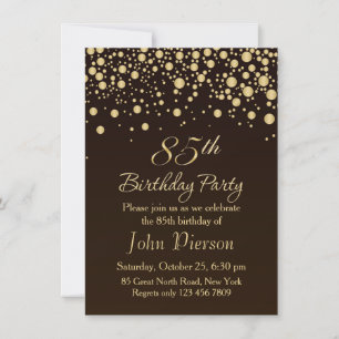 Golden confetti 85th Birthday Party Invitation