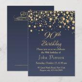 Golden confetti 90th Birthday Party Invitation Kaart (Voorkant / Achterkant)