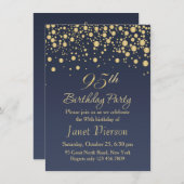 Golden confetti 95th Birthday Party Invitation (Devant / Derrière)