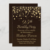 Golden confetti 95th Birthday Party Invitation (Devant / Derrière)