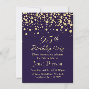 Golden confetti 95th Birthday Party Invitation