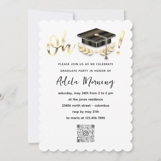 Golden Confetti Afstuderen QR-code wit Kaart (Voorkant)