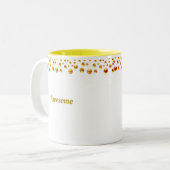 Golden Confetti en persoonlijke tekst op wit Tweekleurige Koffiemok (Voorkant links)