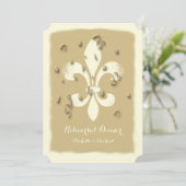 Golden Confetti Fleur de Lis event Uitnodiging (Staand voorkant)