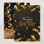 Golden Confetti Glitter Explosion Nieuwjaarskaart Kaart (Voorkant / Achterkant)