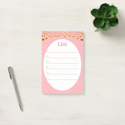 Golden Confetti op roze Post-it® Notes (Kantoor)