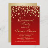 Golden confetti over de uitnodiging van de rode Pr (Voorkant / Achterkant)