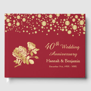 Golden Confetti Rozen 40ste bruiloft Jubileum Gastenboek