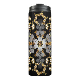 Golden contourdecor. Oosterse stijlelement Thermosbeker