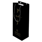 Golden Couple's Initialen Elegant Monogram Wijn Cadeautas (Voorkant Gekanteld)