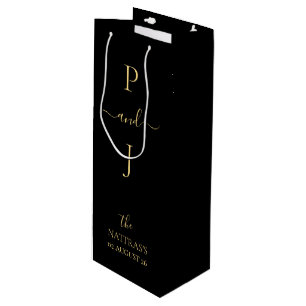 Golden Couple's Initialen Elegant Monogram Wijn Cadeautas