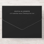 Golden Crest | Black Elegant Wedding Gold Foil All In One Uitnodiging (Achterzijde)