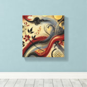 Golden Crimson Harmony Canvas Afdruk (Insitu (Houten vloer))