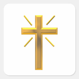 Golden Cross 4 Vierkante Sticker