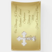 Golden Cross Christening Baptism Banner (Verticaal)