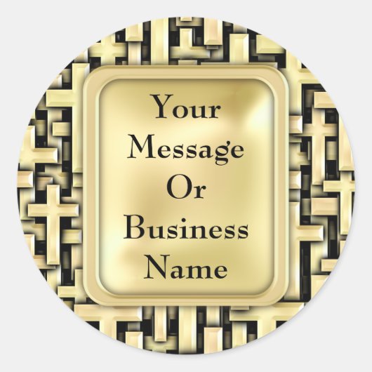 Golden Crosses Ronde Sticker (Voorkant)