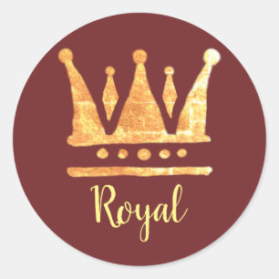 Golden Crown Classic ronde Sticker, glanzend Ronde Sticker