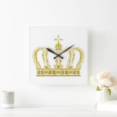 Golden Crown en jouw ideeën Vierkante Klok (Huis)