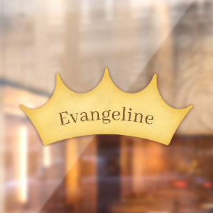 Golden Crown Fairytale Kinder & Nursery Personaliz Raamsticker