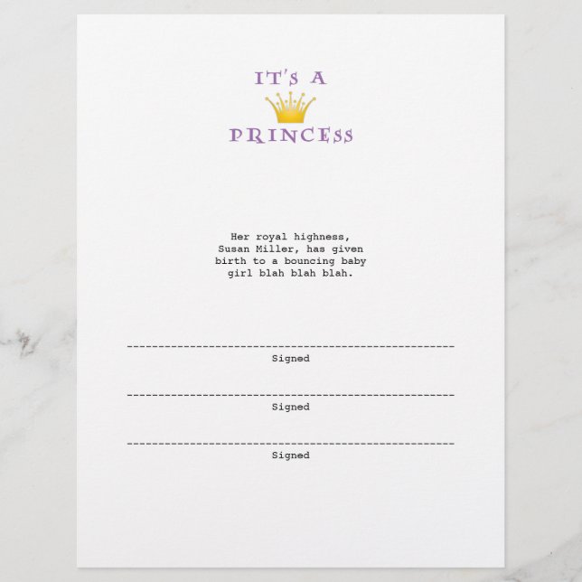 Golden Crown "Het is een prinses" met wizardletter (Voorkant)