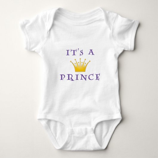 Golden Crown "It's a Prince" met Wizard font Romper (Voorkant)