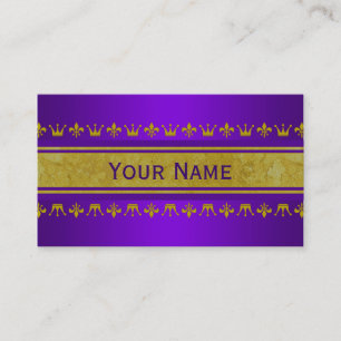 Golden Crown & Lily Border + jouw tekst & backgr. Visitekaartje