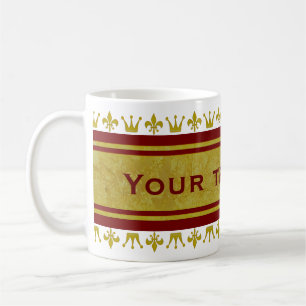 Golden Crown & Lily Border + jouw tekst Koffiemok