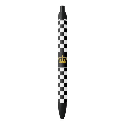 Golden Crown on Black and White Chess Pattern Pen (Voorkant Verticaal)