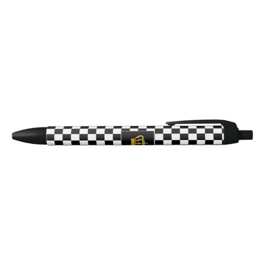 Golden Crown on Black and White Chess Pattern Pen (Bovenkant)